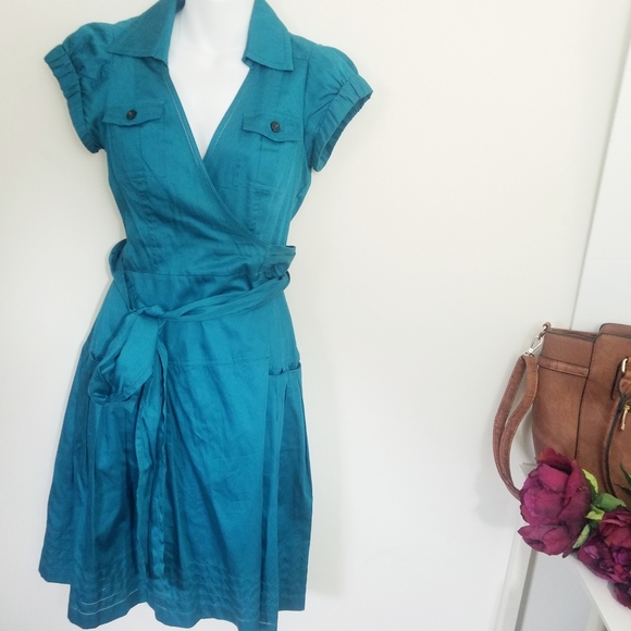 DVF Edan wrap teal blue dress - Picture 2 of 10